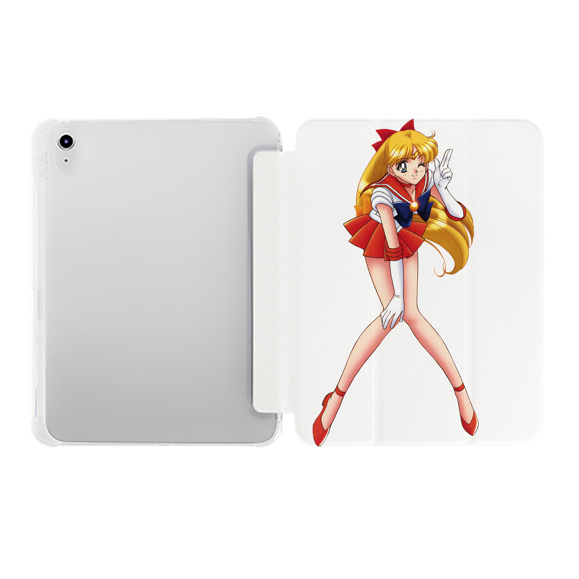 （画像用） 美少女戦士セーラームーン 愛野 美奈子 あいの みなこ Sailor Moon Aino Minako IPad ケース ペン収納付き 三つ折りスタンド PUレザー×シリコン 対応機種9.5/10.5/10.9インチ